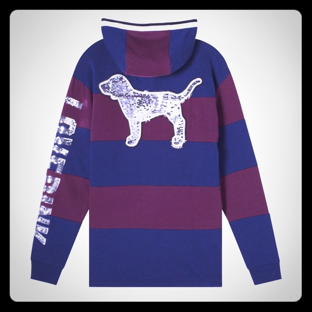 Pink Navy & Maroon Large Sequin Quarter zip